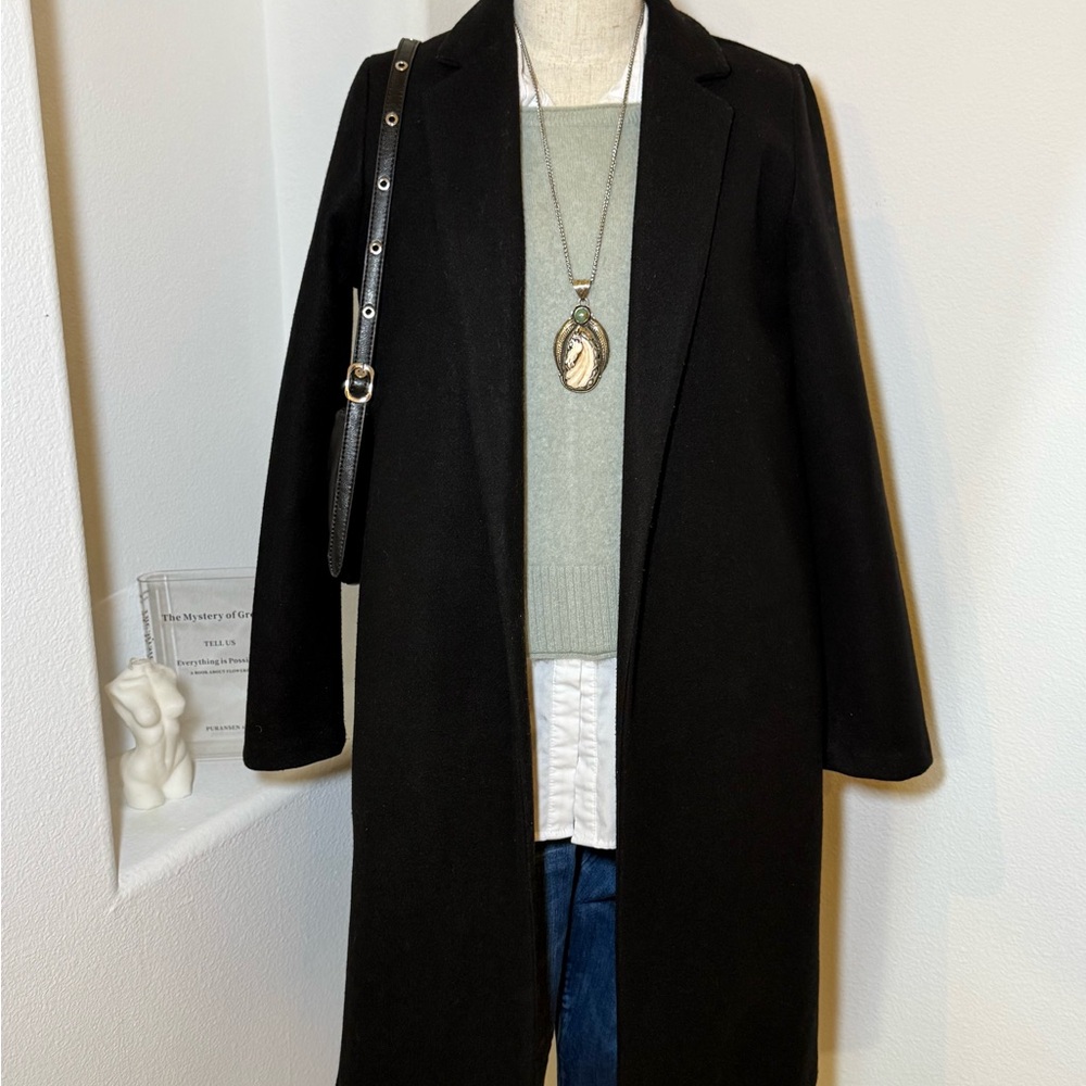 Zara Black Open Front Long Coat